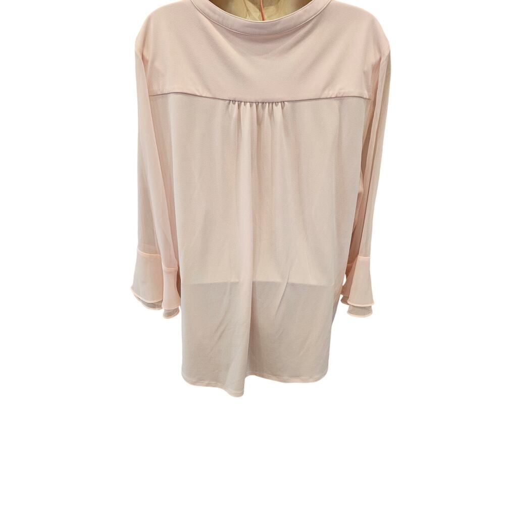 Charter club light pink peasant chiffon split neck sz XL career casual old money - Picture 3 of 8